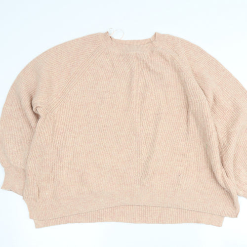 Marks and Spencer Womens Beige Round Neck  Polyamide Pullover Jumper Size XL