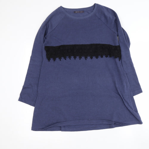 Marks and Spencer Womens Blue Round Neck  Polyester Pullover Jumper Size 12