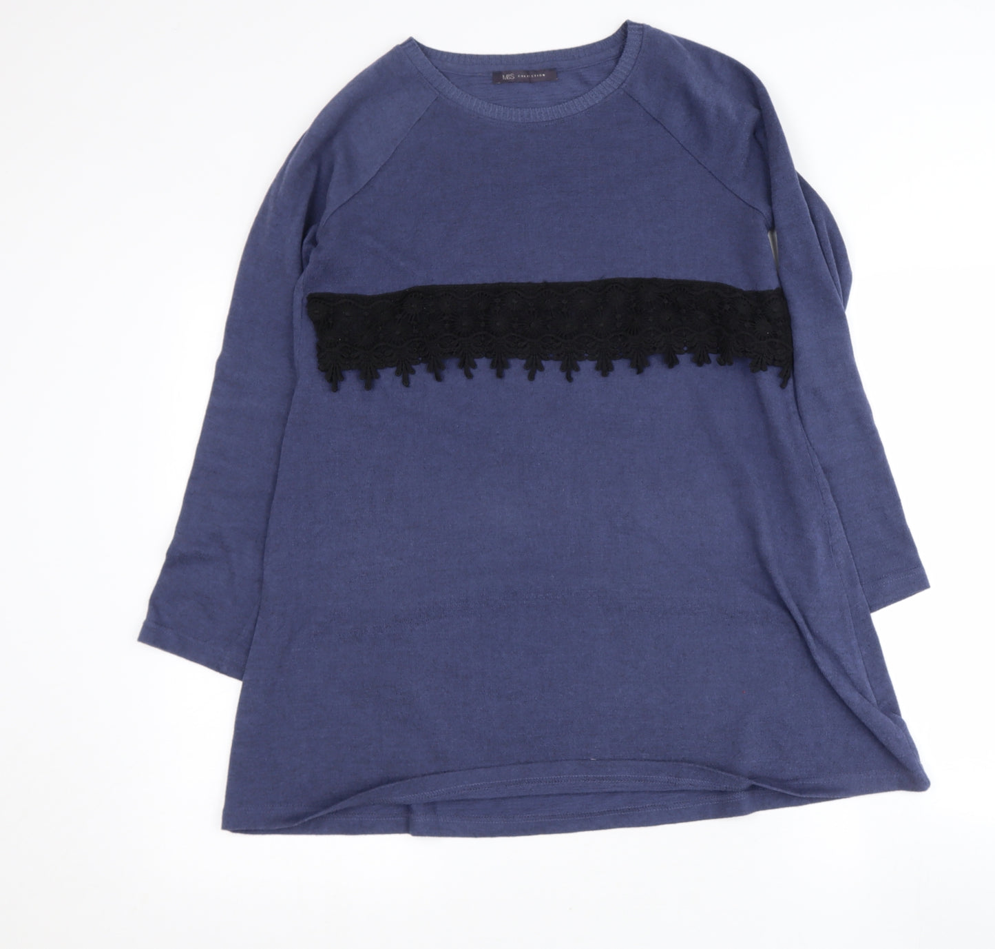 Marks and Spencer Womens Blue Round Neck  Polyester Pullover Jumper Size 12