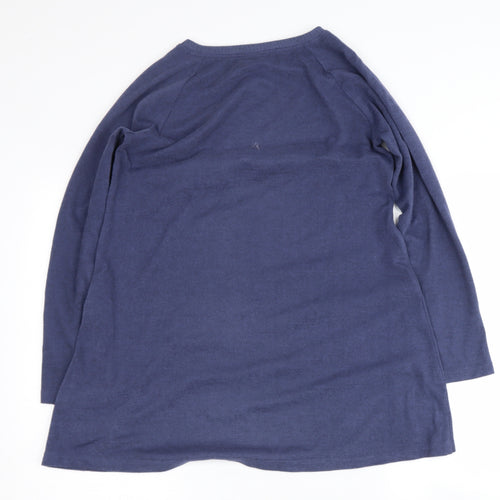 Marks and Spencer Womens Blue Round Neck  Polyester Pullover Jumper Size 12