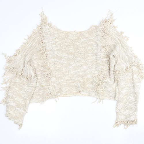 miss A Womens Beige Round Neck  Cotton Pullover Jumper Size M