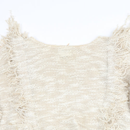 miss A Womens Beige Round Neck  Cotton Pullover Jumper Size M