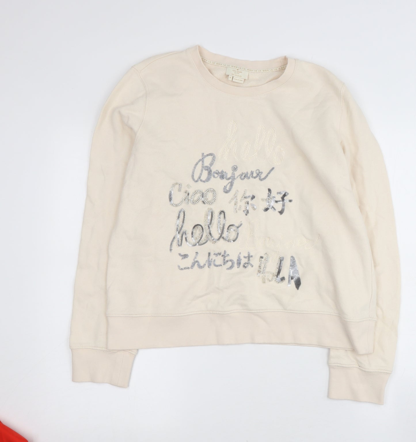 kate spade Womens Beige  Cotton Pullover Hoodie Size M   - hello