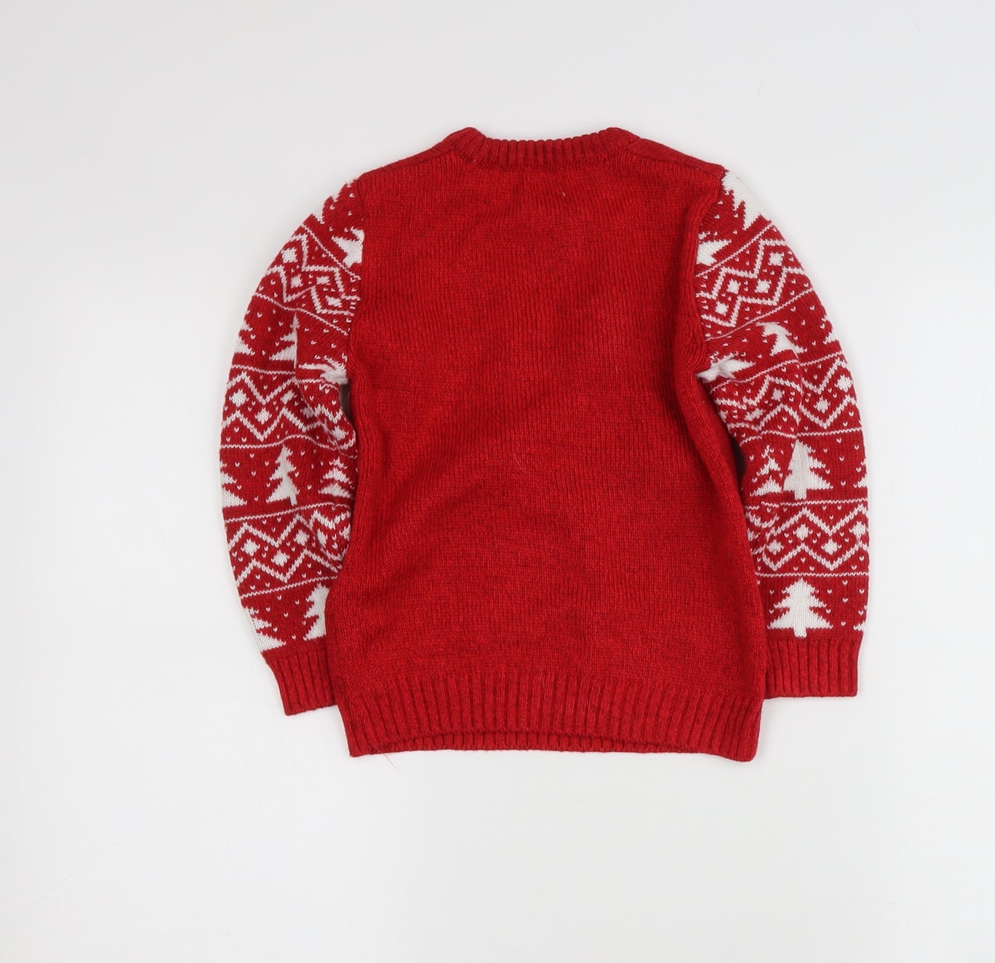 Tesco Boys Red Round Neck  Polyester Pullover Jumper Size 4-5 Years   - Rudolph