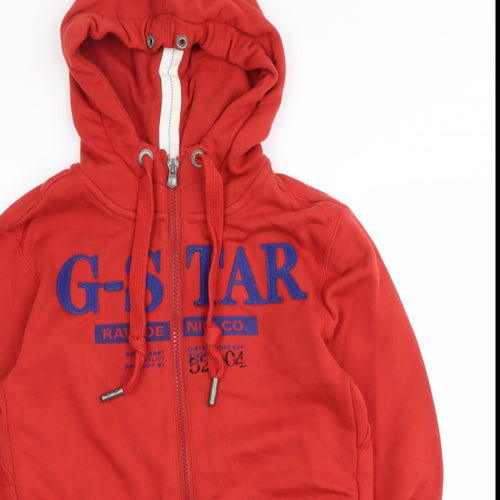 G Star Mens Red  Polyester Pullover Hoodie Size M