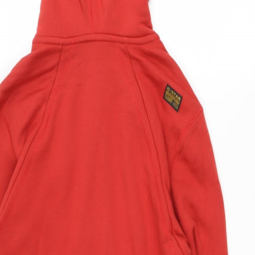 G Star Mens Red  Polyester Pullover Hoodie Size M