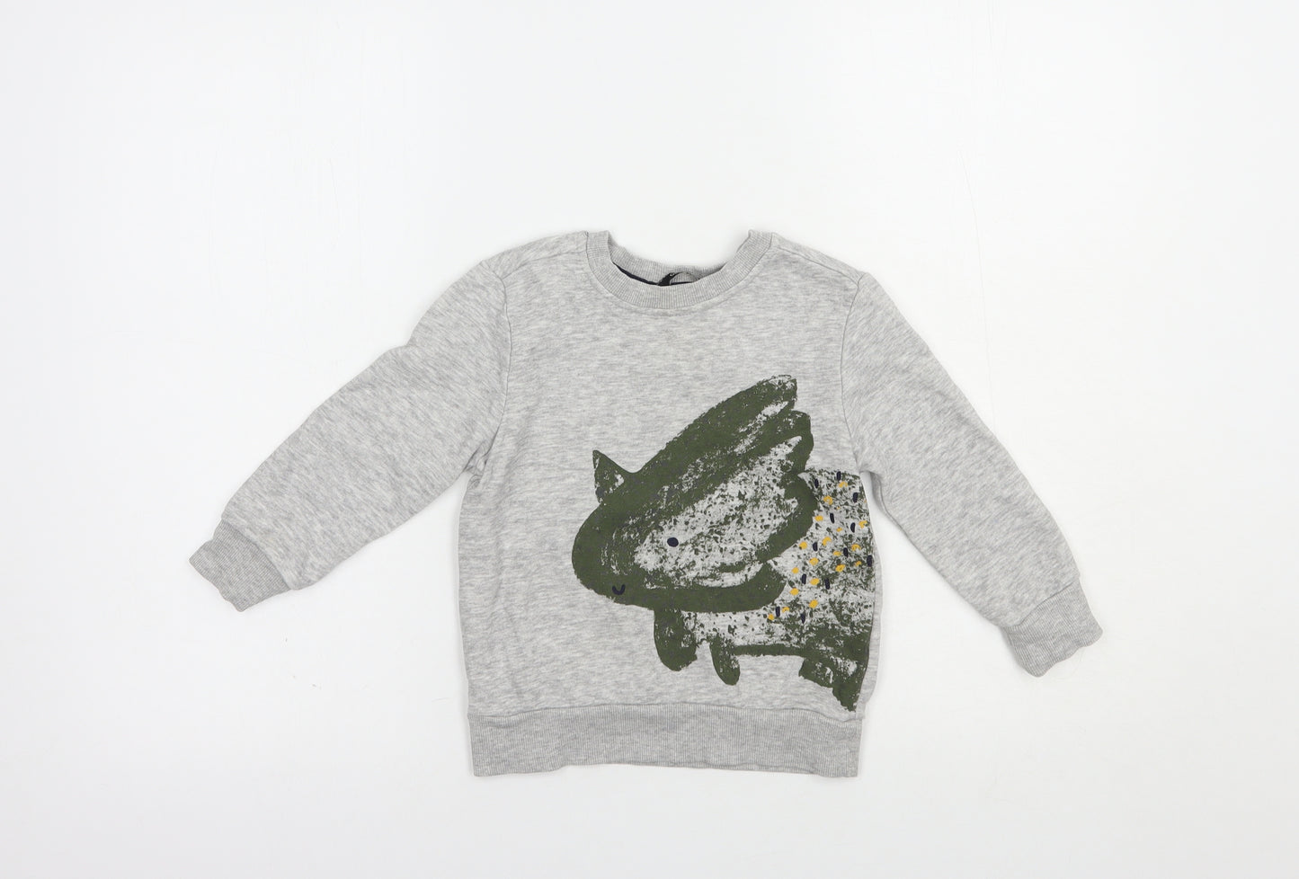 George Girls Grey  Cotton Pullover Sweatshirt Size 2-3 Years  Pullover - Dino