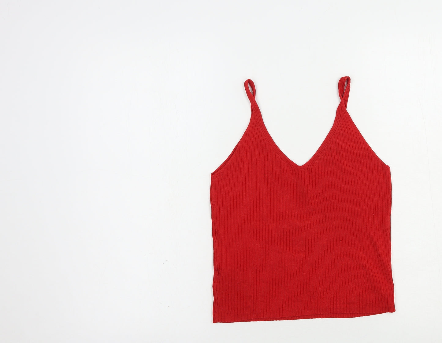 H&M Womens Red  Viscose Camisole Blouse Size S V-Neck