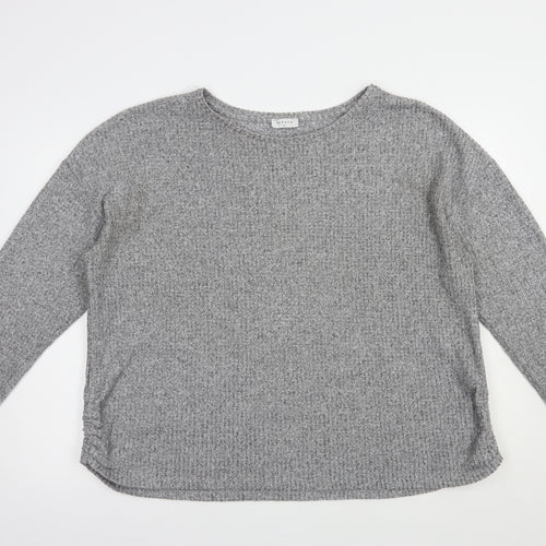 Papaya Womens Grey Boat Neck  Polyester Pullover Jumper Size XL