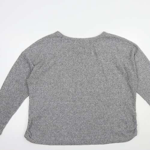 Papaya Womens Grey Boat Neck  Polyester Pullover Jumper Size XL