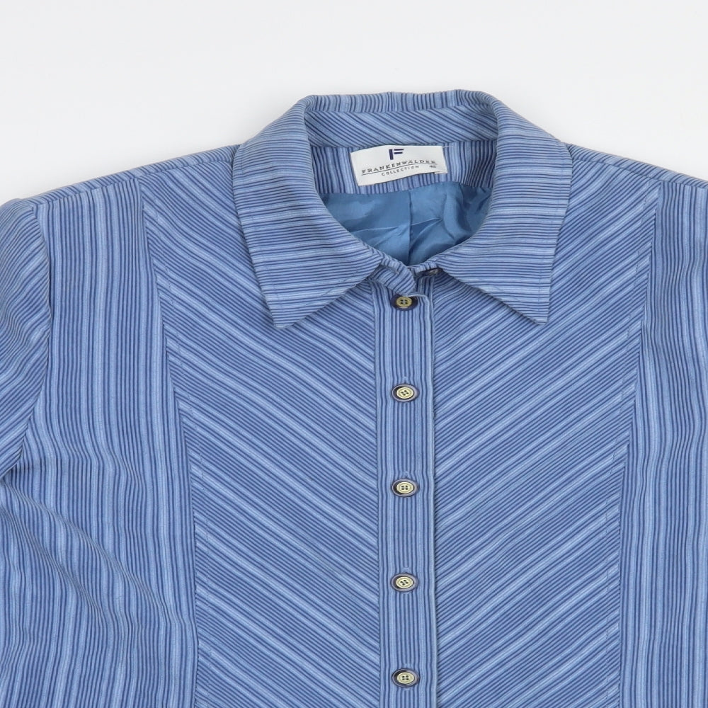 Frankenwalder Womens Blue Striped  Jacket Blazer Size 14  Button
