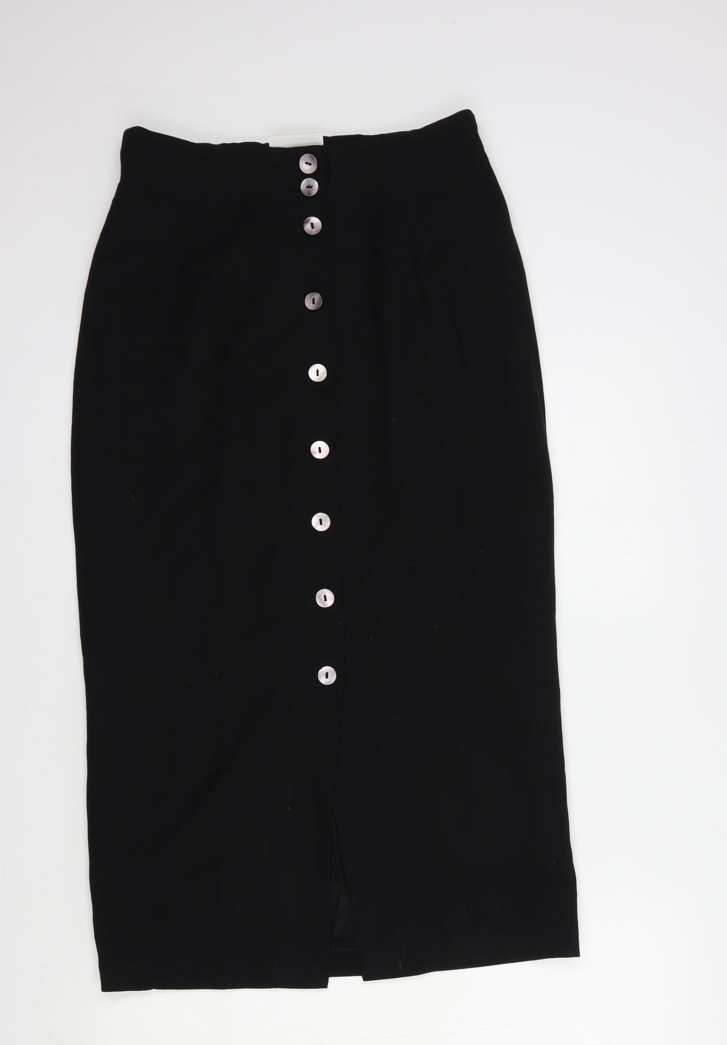 Petite Principles Womens Black  Polyester Straight & Pencil Skirt Size 12   Button