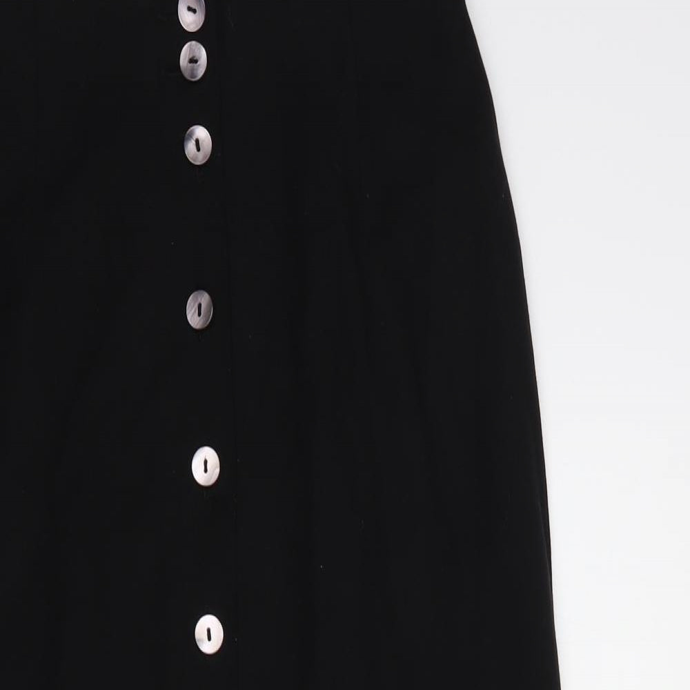 Petite Principles Womens Black  Polyester Straight & Pencil Skirt Size 12   Button