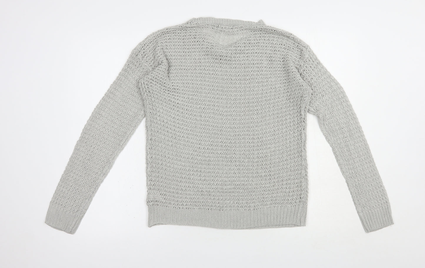 Boohoo Womens Grey Crew Neck  Acrylic Pullover Jumper Size M