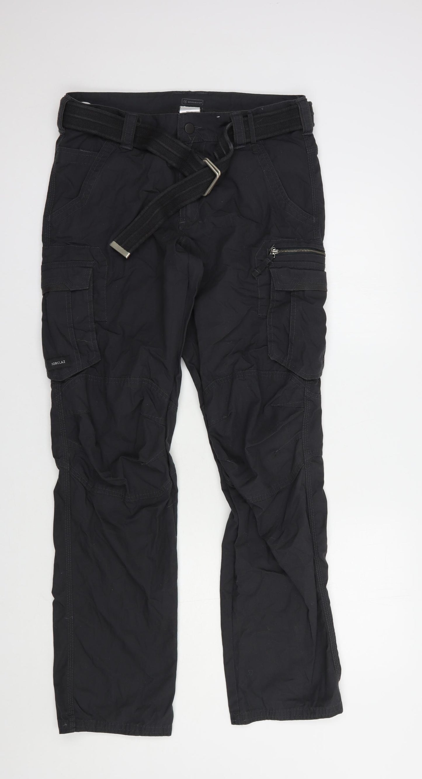 DECATHLON Mens Grey  Polyester Cargo Trousers Size 32 in L34 in Regular Button