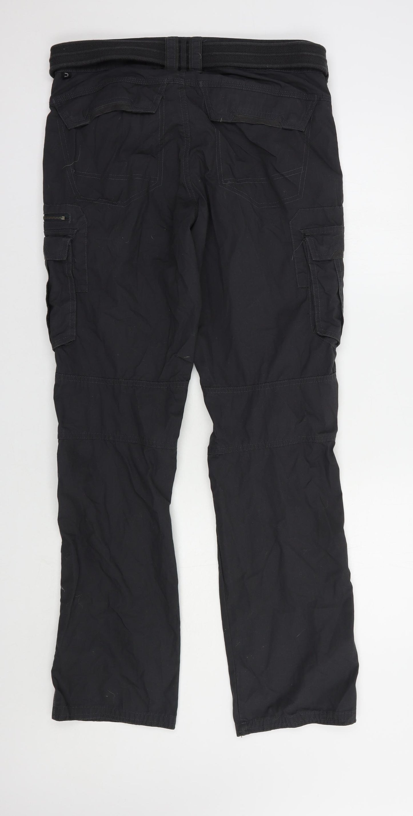 DECATHLON Mens Grey  Polyester Cargo Trousers Size 32 in L34 in Regular Button