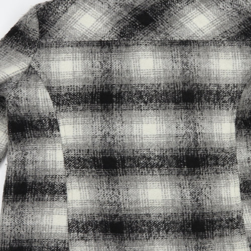 M&Co Womens Grey Plaid  Pea Coat Coat Size 14  Button