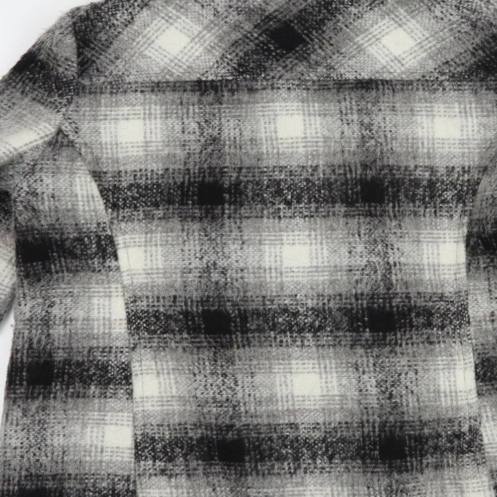 M&Co Womens Grey Plaid  Pea Coat Coat Size 14  Button