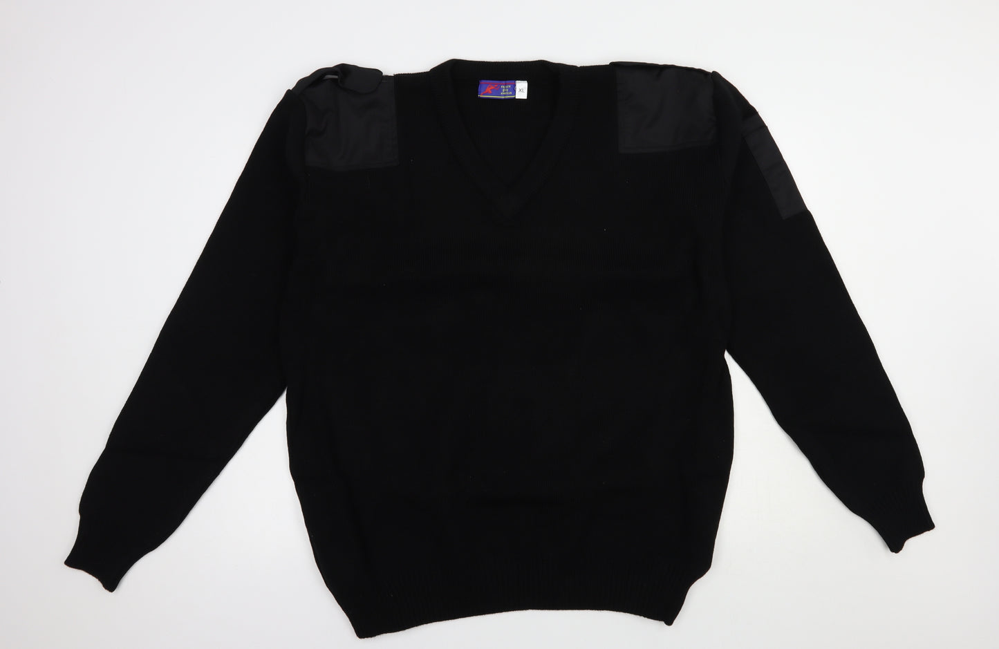 Fastrack Mens Black V-Neck  Acrylic Pullover Jumper Size XL   - Workwear
