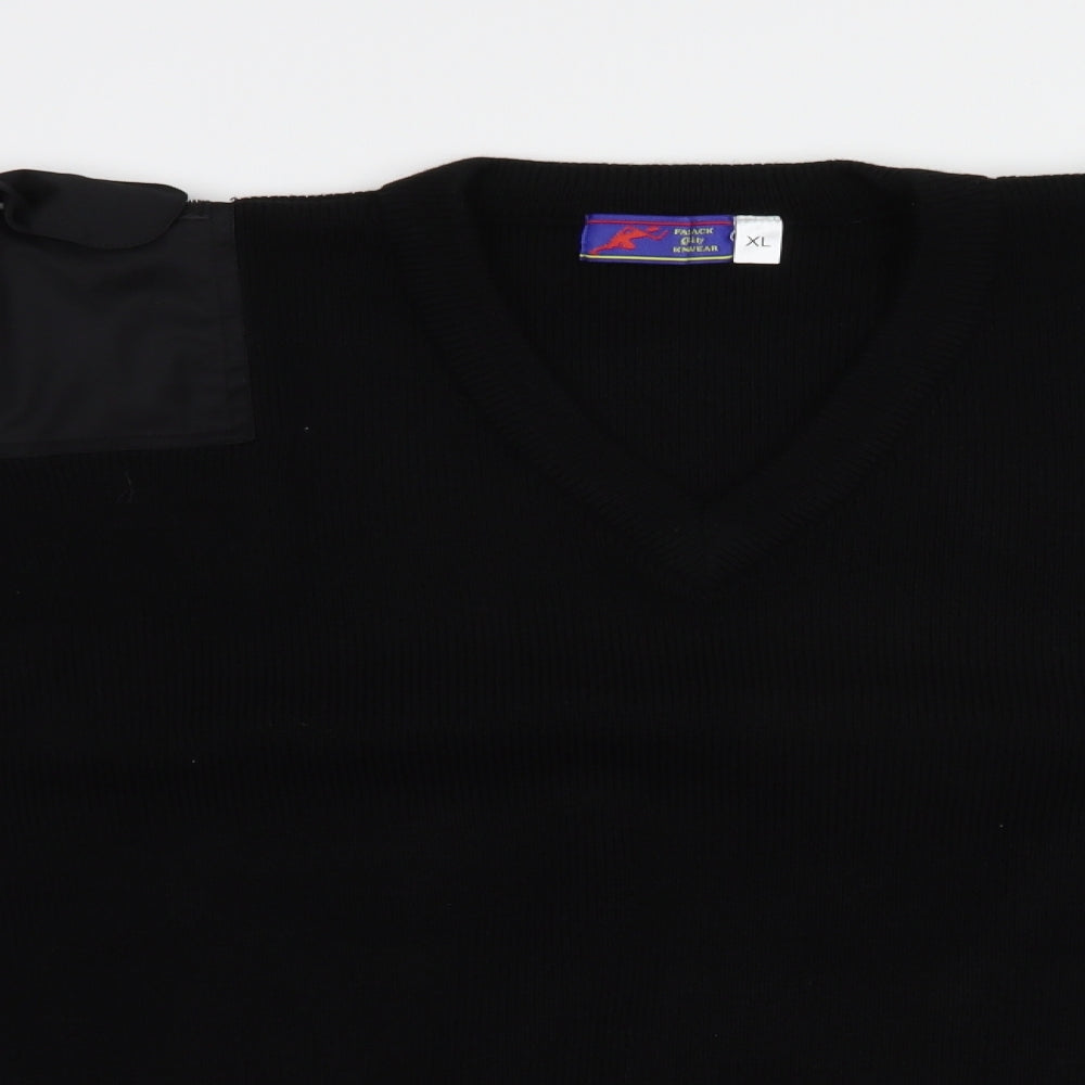 Fastrack Mens Black V-Neck  Acrylic Pullover Jumper Size XL   - Workwear