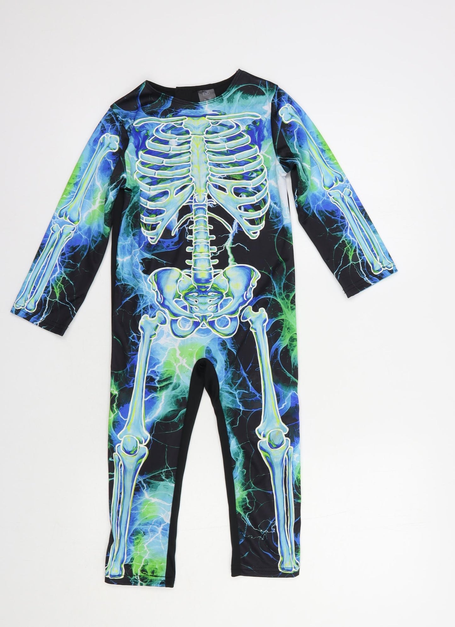 F&F Girls Black  Polyester Bodysuit One-Piece Size 3-4 Years   - Skeleton Fancy Dress