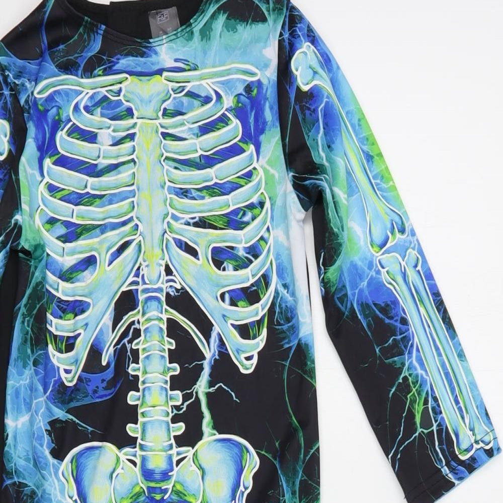 F&F Girls Black  Polyester Bodysuit One-Piece Size 3-4 Years   - Skeleton Fancy Dress