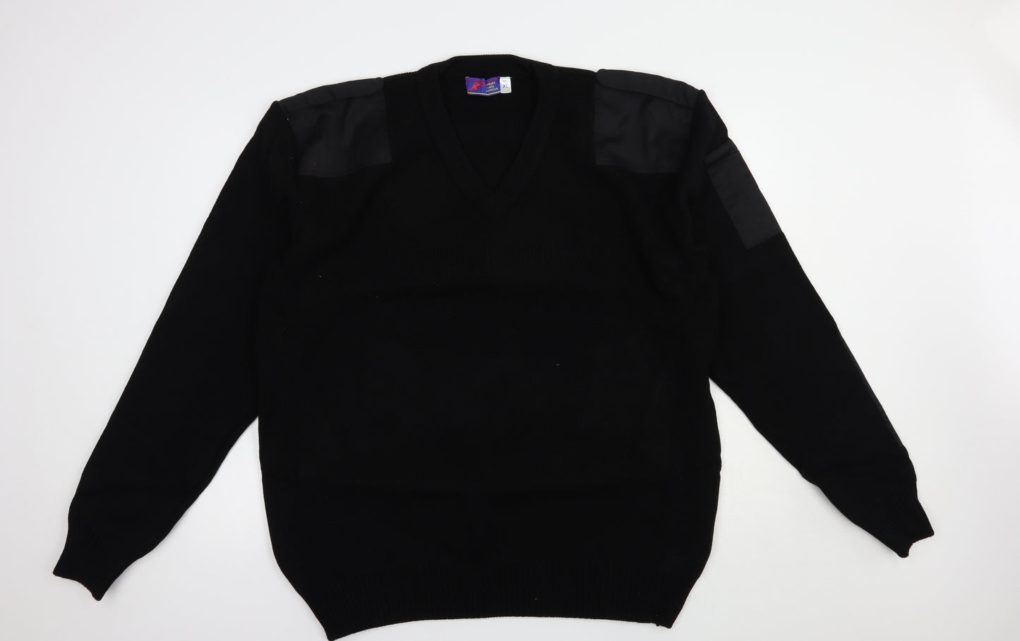 Fastrack Mens Black V-Neck  Acrylic Pullover Jumper Size XL   - Workwear