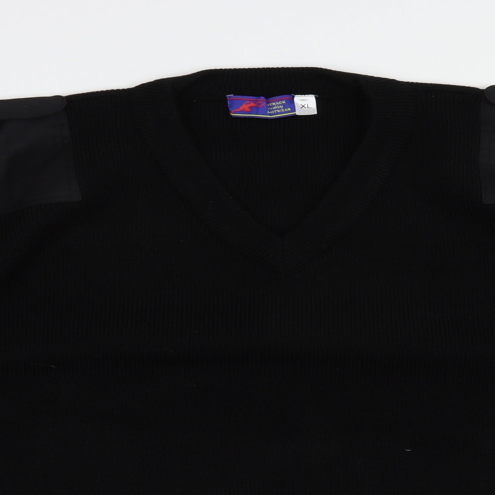 Fastrack Mens Black V-Neck  Acrylic Pullover Jumper Size XL   - Workwear