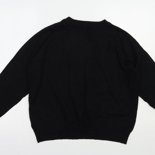 F&F Womens Black Crew Neck  Viscose Pullover Jumper Size 14   - Stars