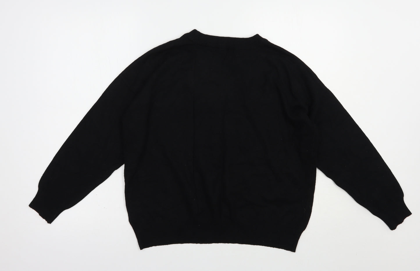 F&F Womens Black Crew Neck  Viscose Pullover Jumper Size 14   - Stars