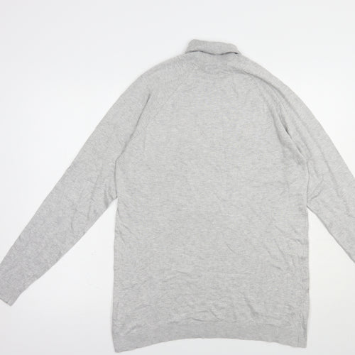 Bershka Womens Grey Roll Neck  Viscose Pullover Jumper Size L
