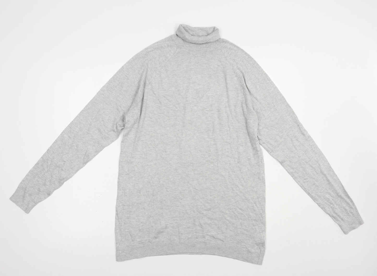 Bershka Womens Grey Roll Neck  Viscose Pullover Jumper Size L