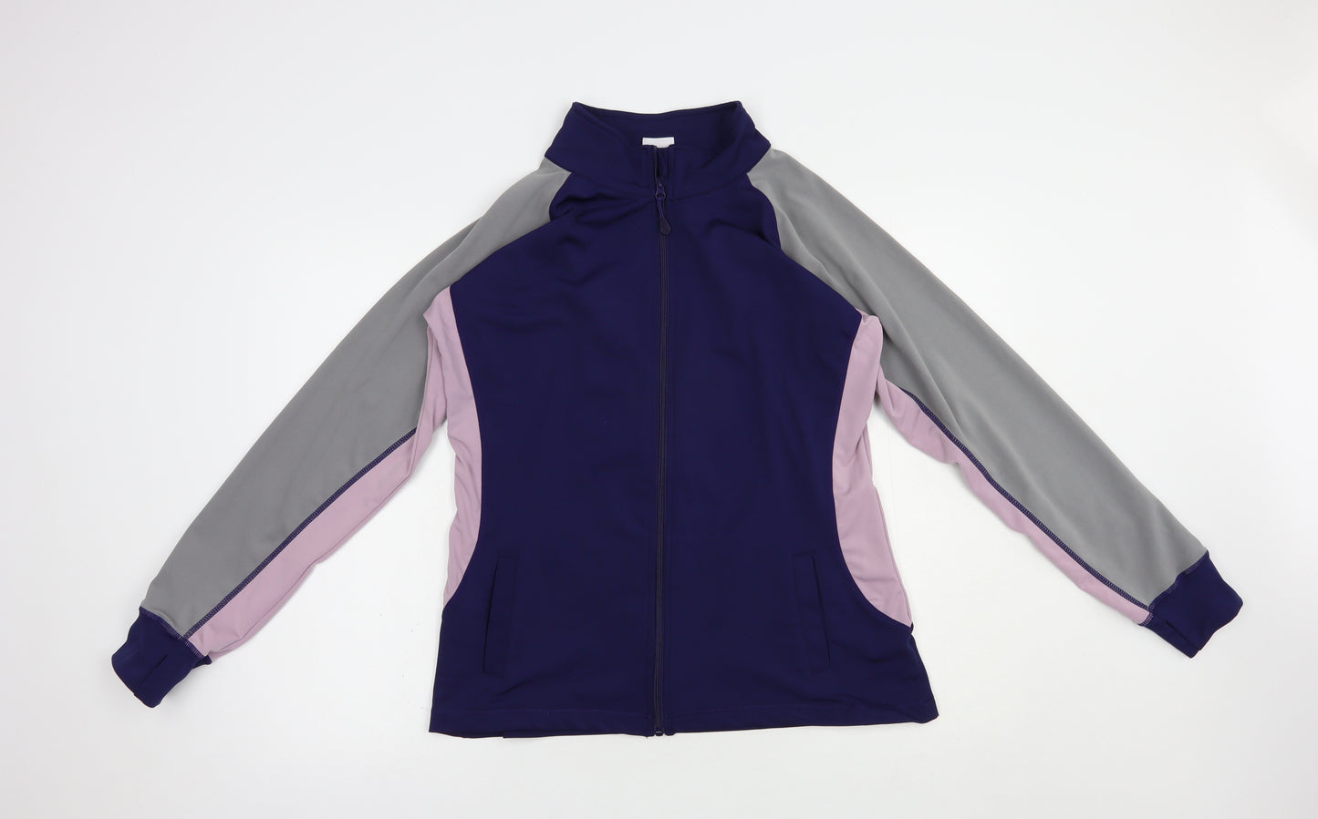 Active Womens Blue Colourblock Polyester Full Zip Sweatshirt Size 16  Zip
