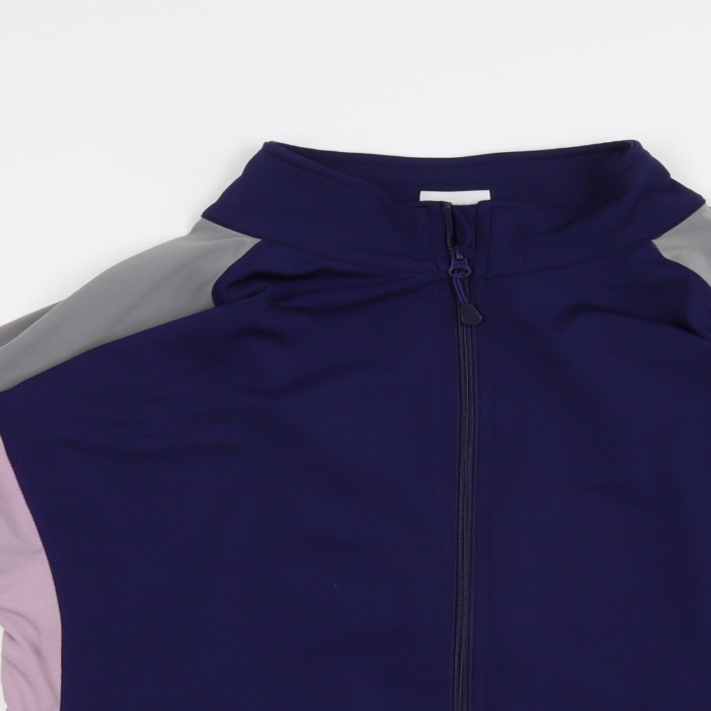 Active Womens Blue Colourblock Polyester Full Zip Sweatshirt Size 16  Zip