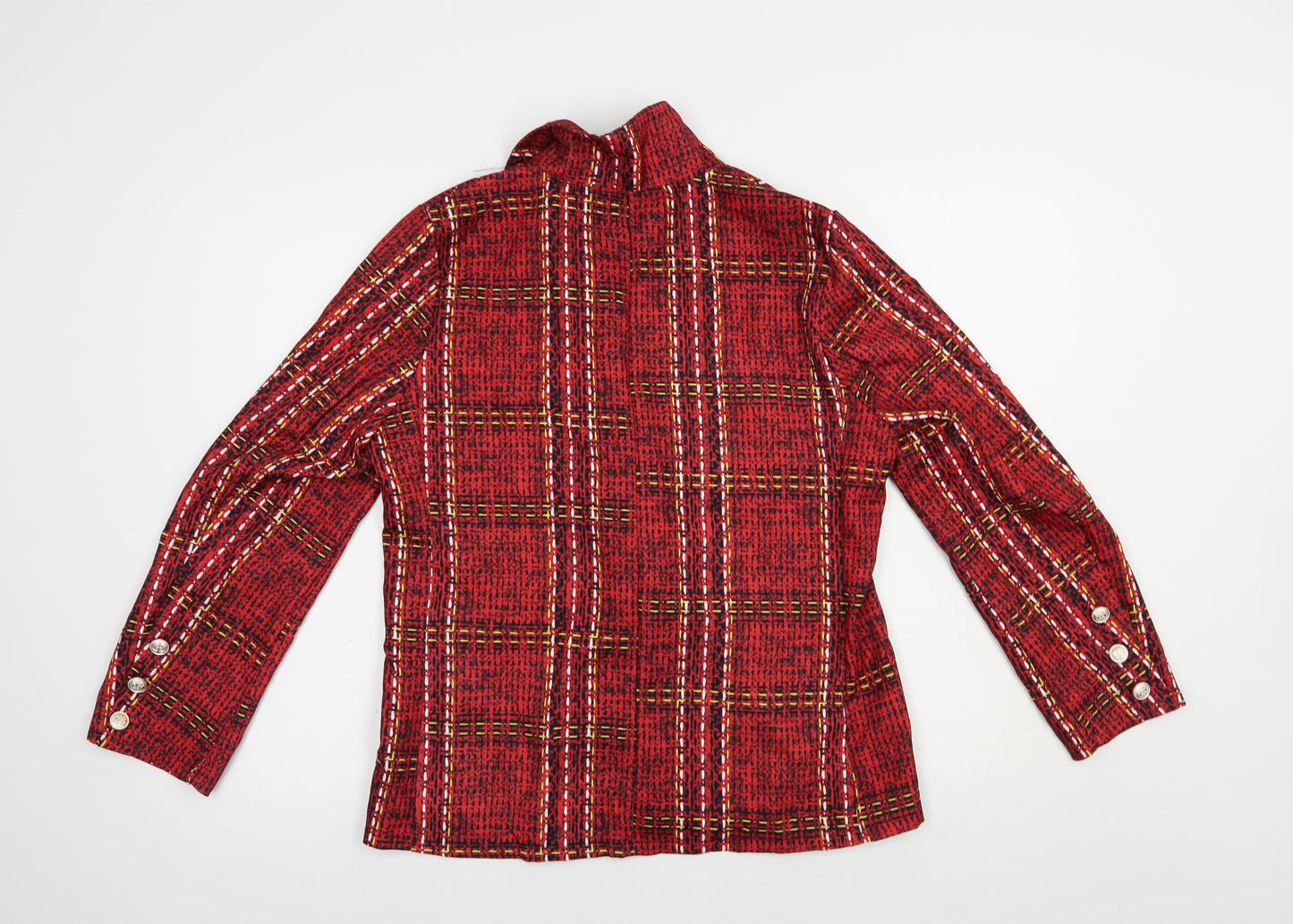 Preworn Womens Red Plaid  Jacket Blazer Size M  Button