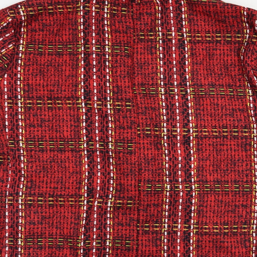 Preworn Womens Red Plaid  Jacket Blazer Size M  Button