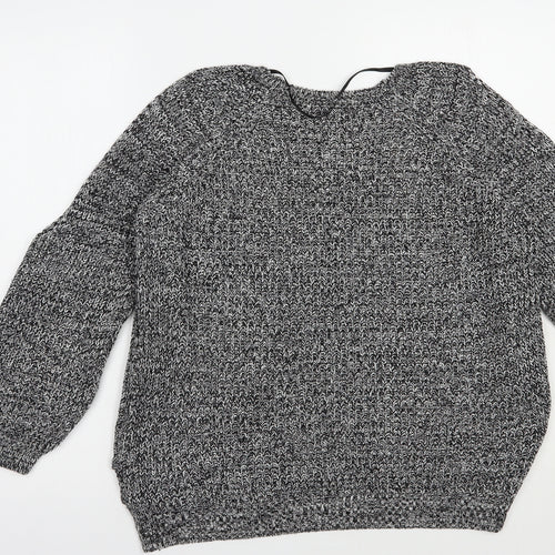 Atmosphere Womens Grey Boat Neck  Cotton Pullover Jumper Size 10   - Cold Shoulder