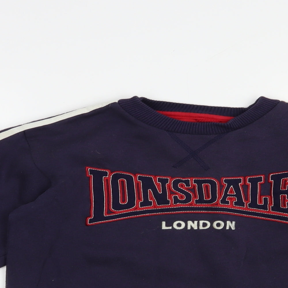 Lonsdale Boys Blue  Polyester Pullover Sweatshirt Size 7-8 Years  Pullover