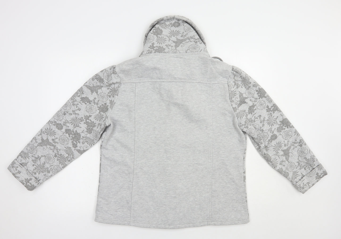 Per Una Womens Grey Floral Cotton Cardigan Sweatshirt Size L  Button