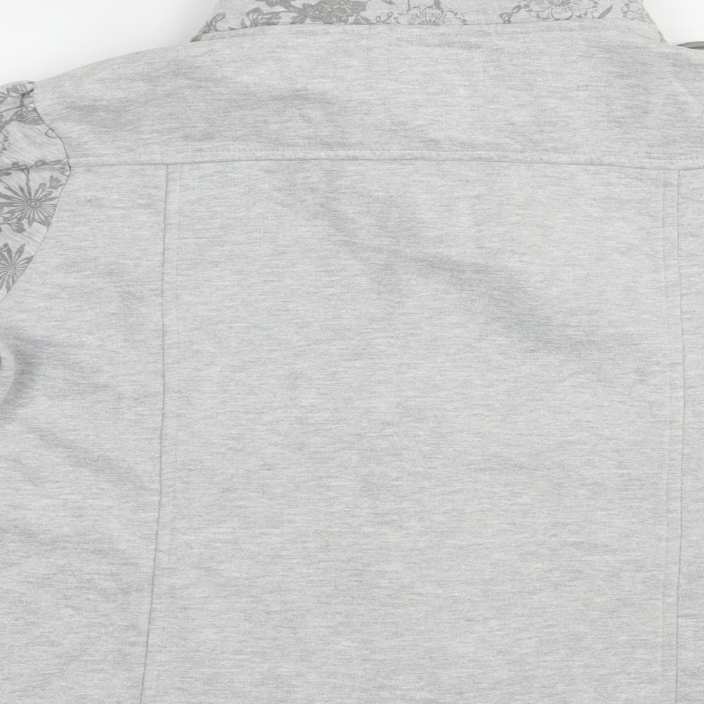 Per Una Womens Grey Floral Cotton Cardigan Sweatshirt Size L  Button