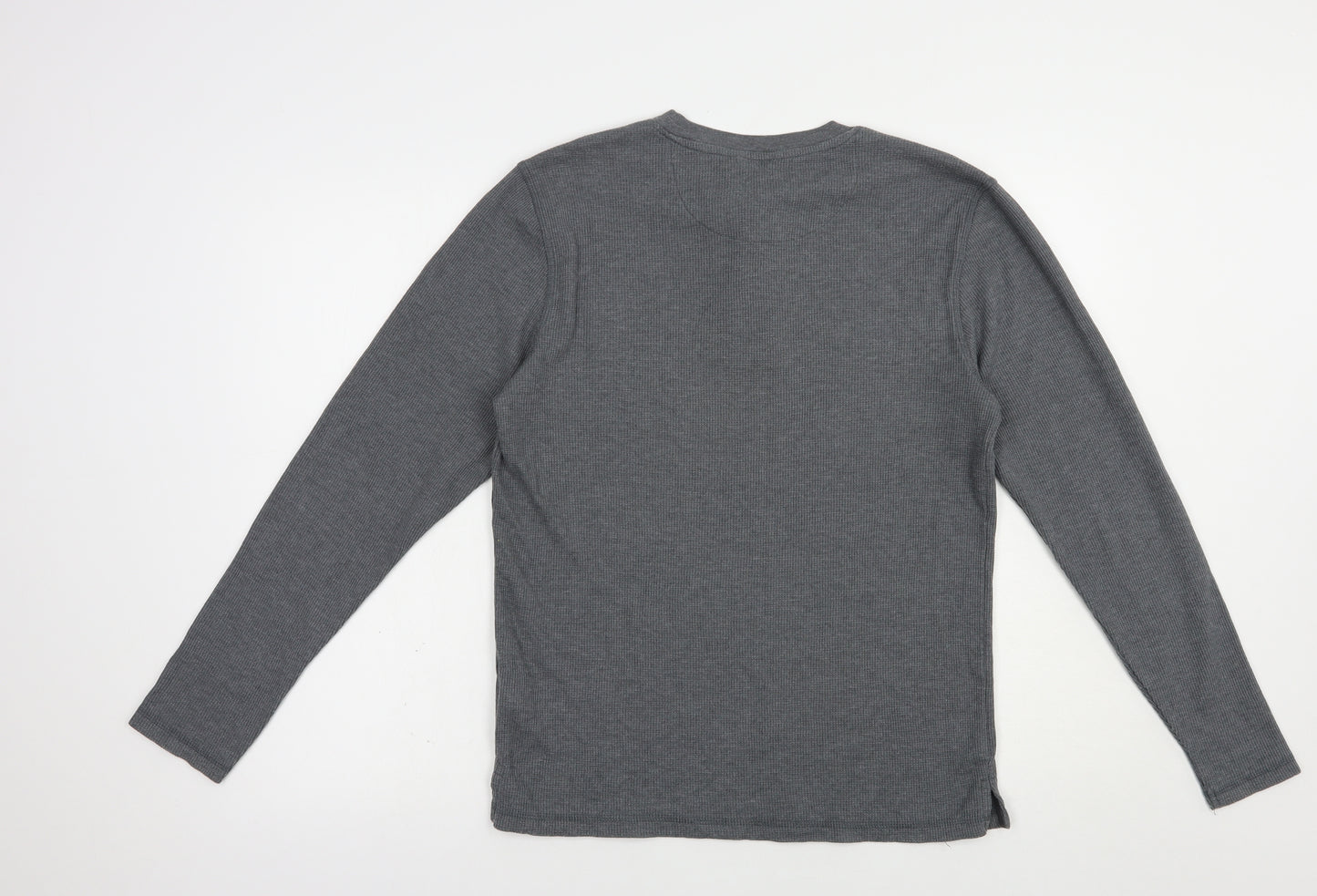 Avenue Mens Grey  Cotton  T-Shirt Size M Henley