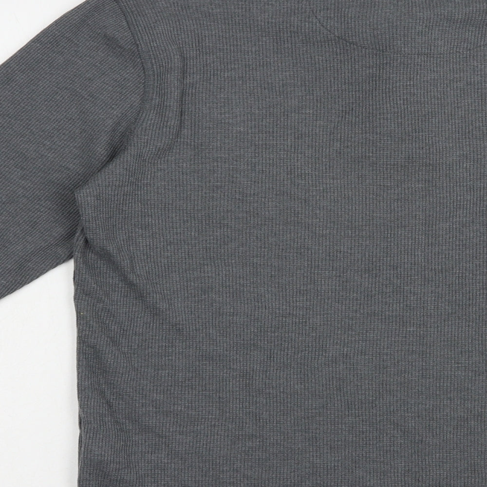 Avenue Mens Grey  Cotton  T-Shirt Size M Henley
