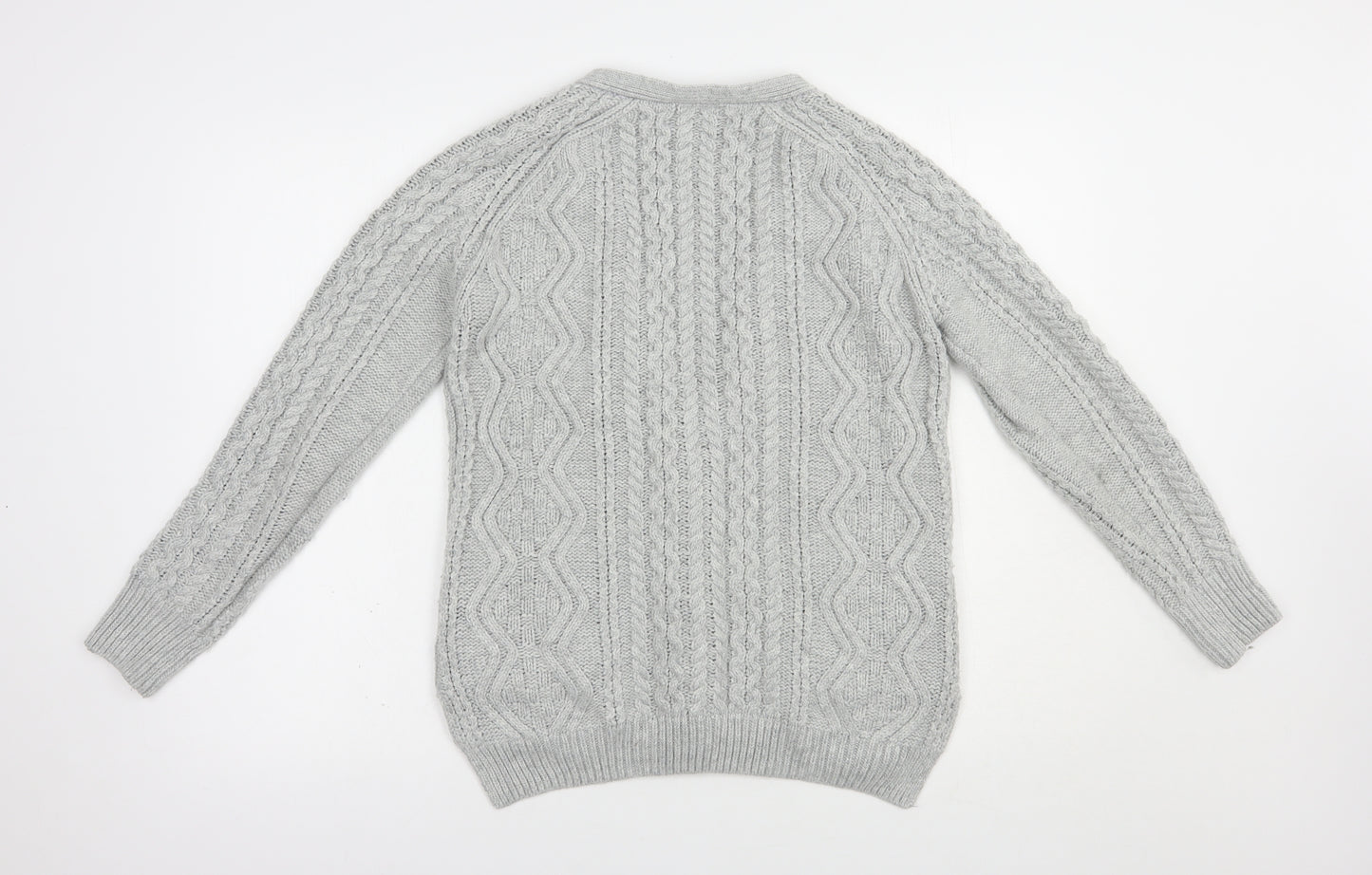 Topshop Womens Grey V-Neck  Acrylic Cardigan Jumper Size 6