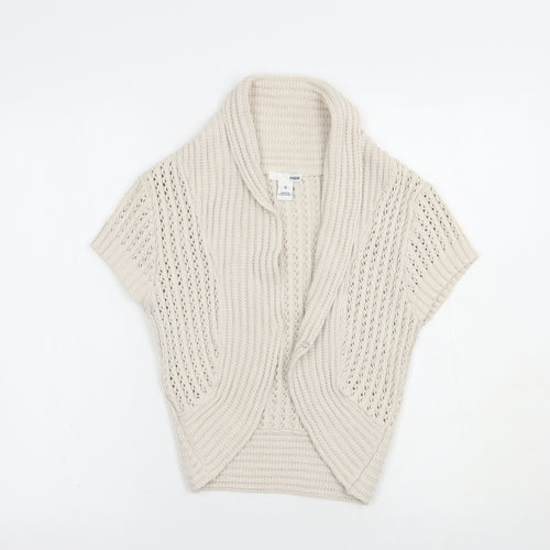 H&M Womens Beige Collared  Cotton Shrug Jumper Size S