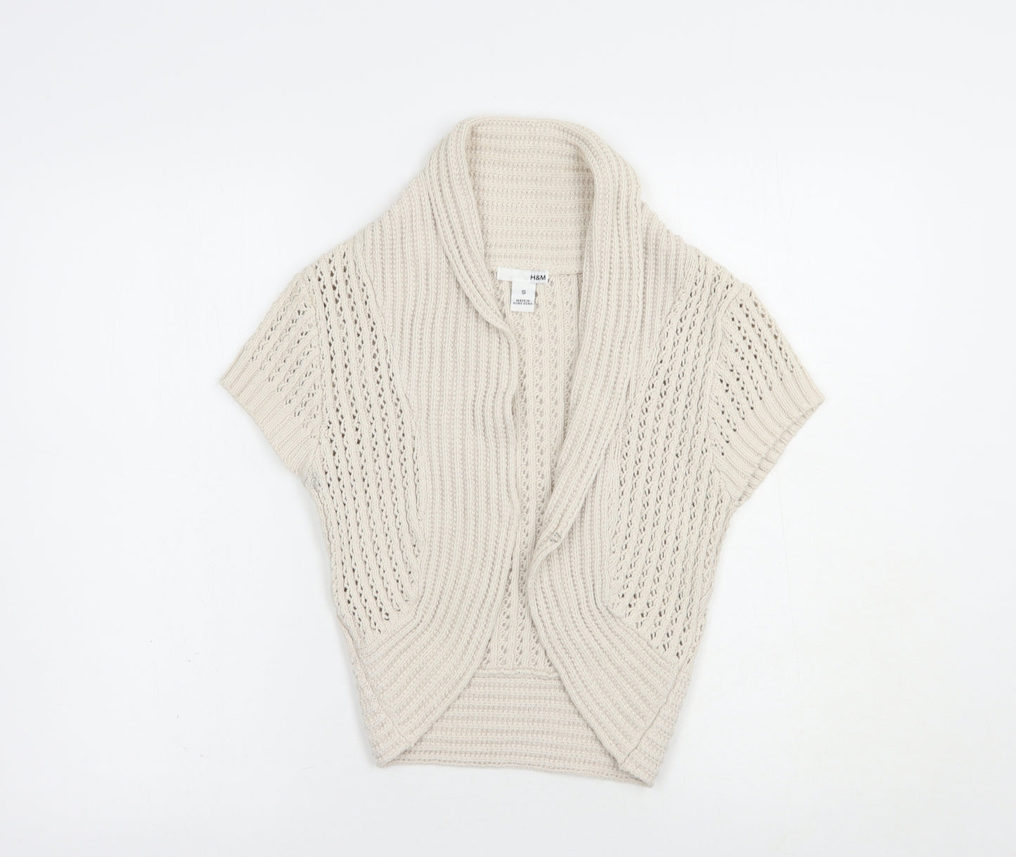 H&M Womens Beige Collared  Cotton Shrug Jumper Size S