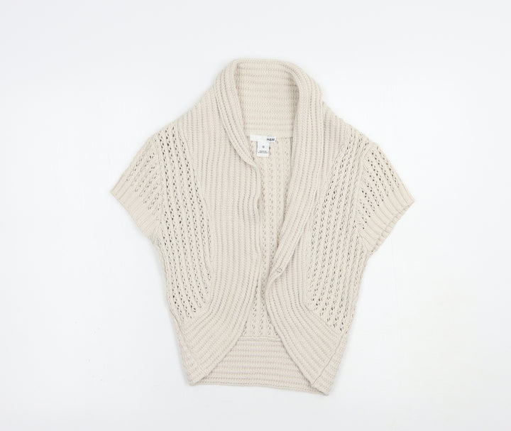 H&M Womens Beige Collared  Cotton Shrug Jumper Size S