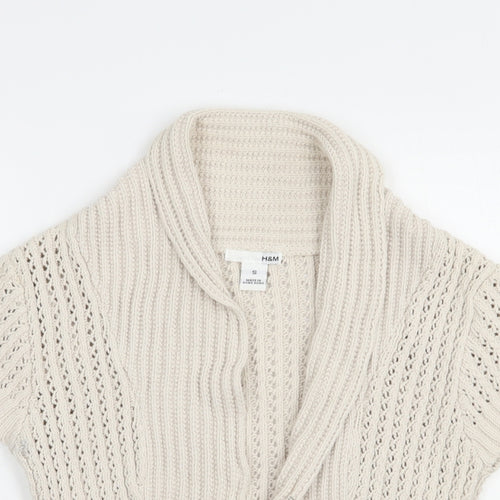 H&M Womens Beige Collared  Cotton Shrug Jumper Size S
