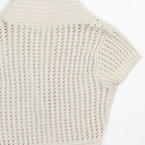 H&M Womens Beige Collared  Cotton Shrug Jumper Size S
