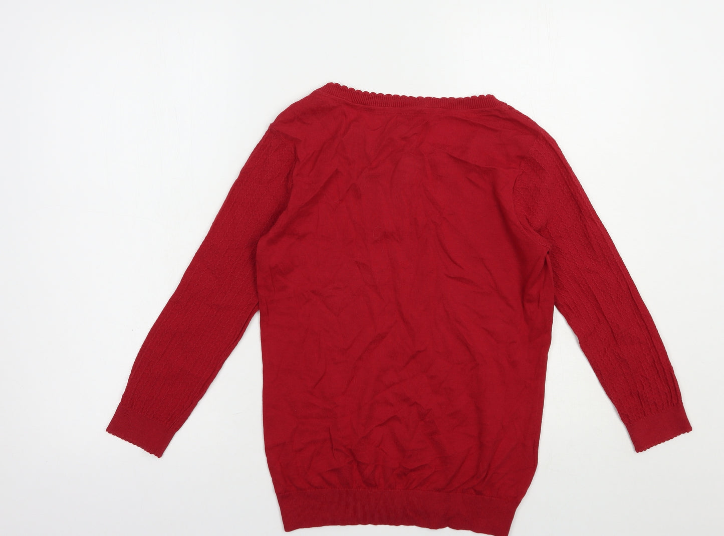 Laura Ashley Womens Red Boat Neck  Cotton Pullover Jumper Size 8