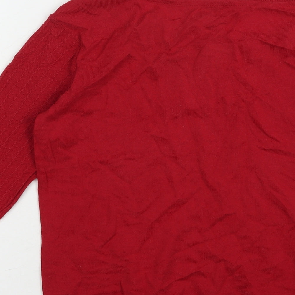 Laura Ashley Womens Red Boat Neck  Cotton Pullover Jumper Size 8